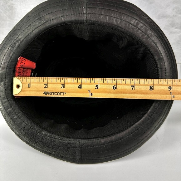 Genuine Leather Fedora XL Black Brown Band American Hat Makers Freedom Hats - Picture 9 of 9